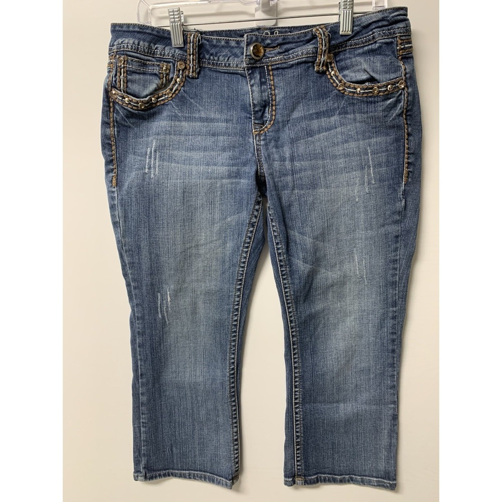 Grace In LA Capri Jeans Womens 13/30 Easy Fit Y2K Embellished Pockets